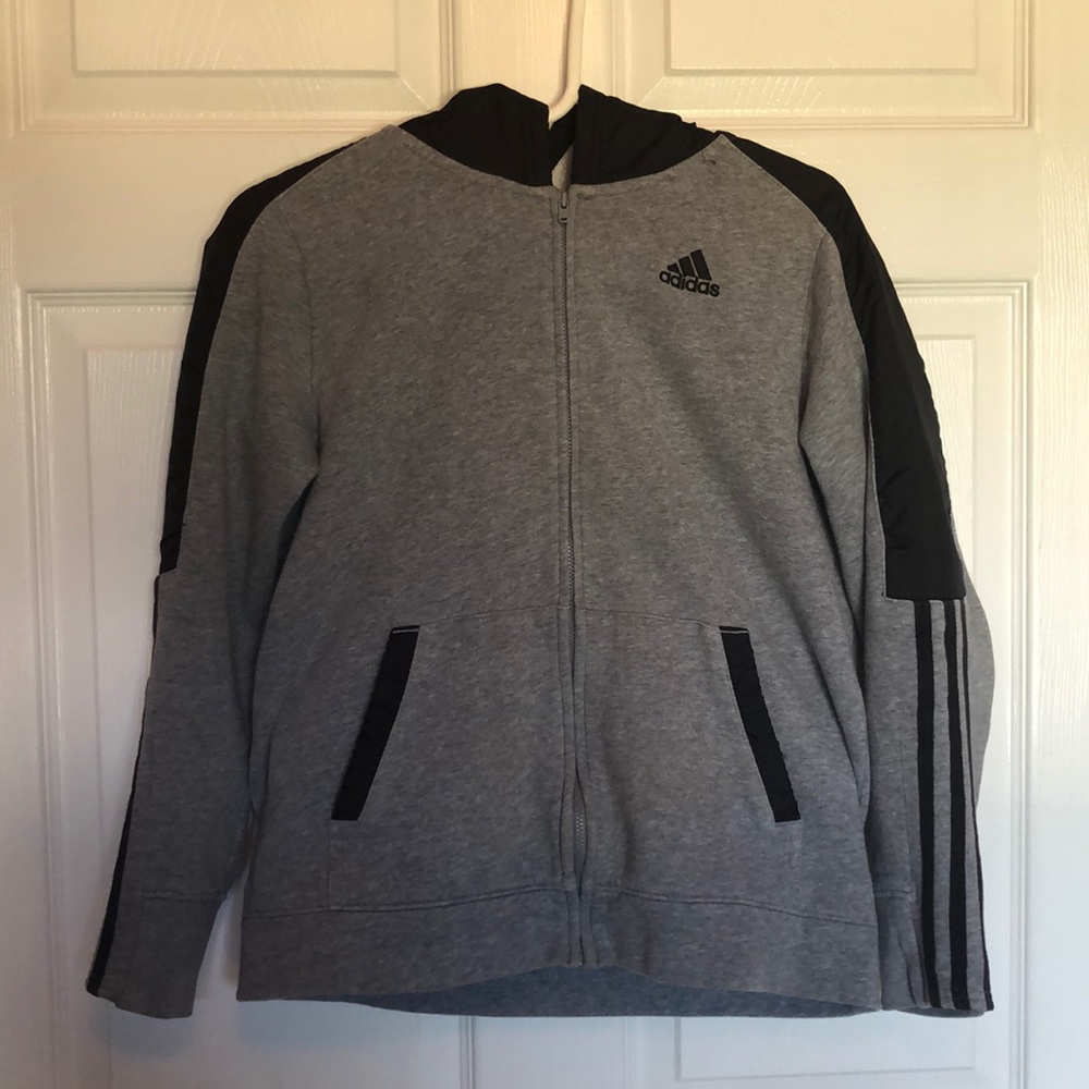 adidas Gray Hoodie With Waterproof Nylon Hood